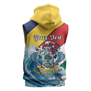 Personalised Afro Seychelles Sleeveless Hoodie Sailfish With Coat Of Arms - African Pride