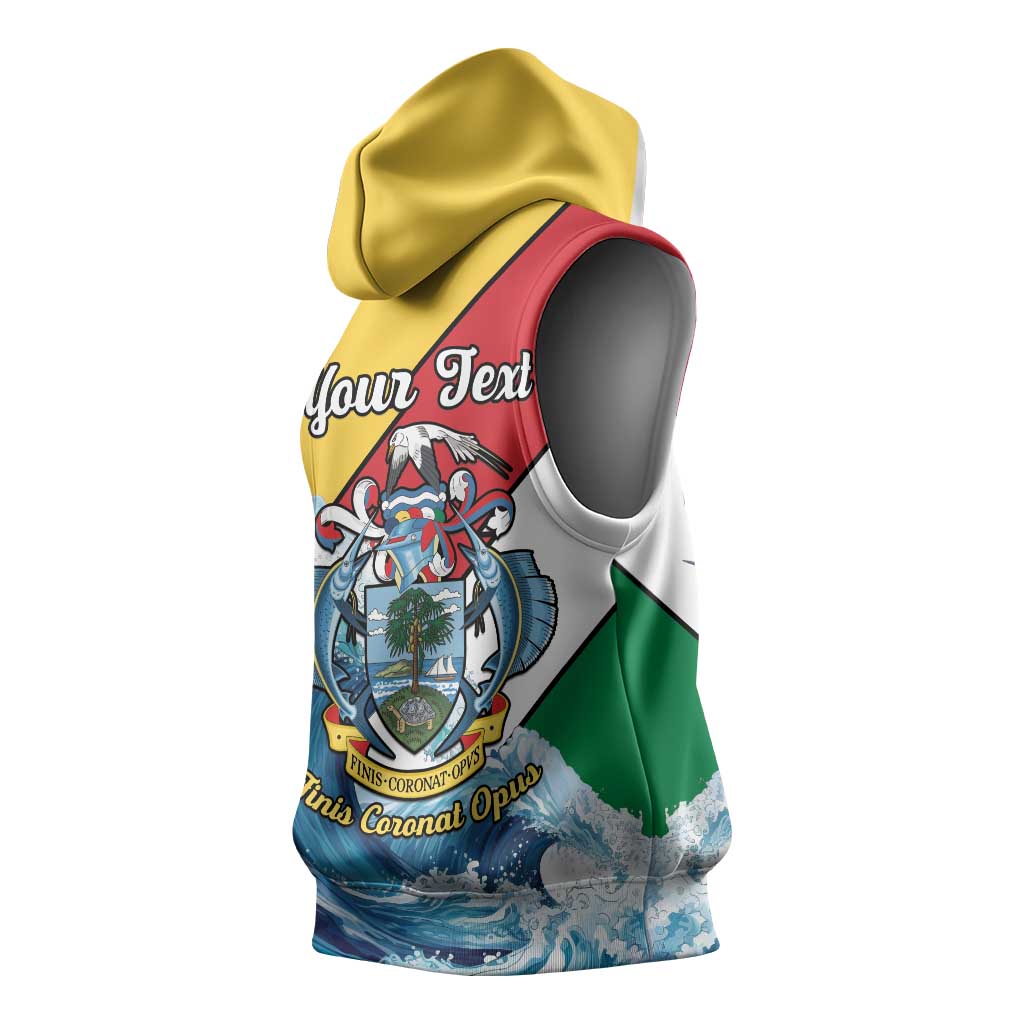 Personalised Afro Seychelles Sleeveless Hoodie Sailfish With Coat Of Arms - African Pride