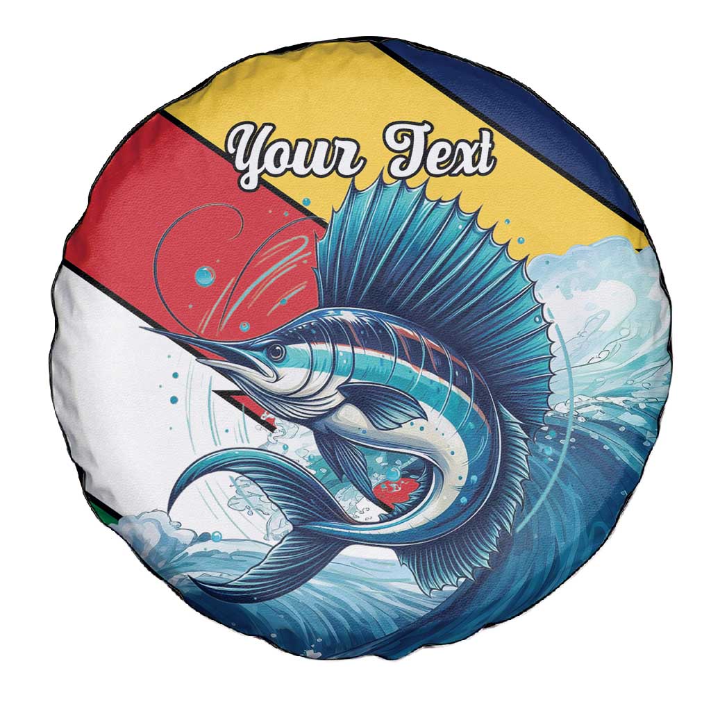 Personalised Afro Seychelles Spare Tire Cover Sailfish With Coat Of Arms