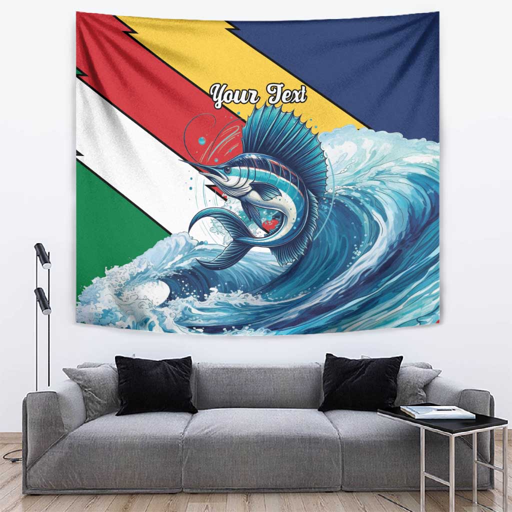 Personalised Afro Seychelles Tapestry Sailfish With Coat Of Arms