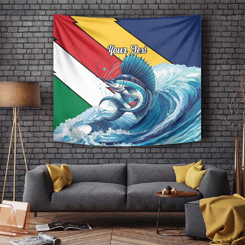 Personalised Afro Seychelles Tapestry Sailfish With Coat Of Arms