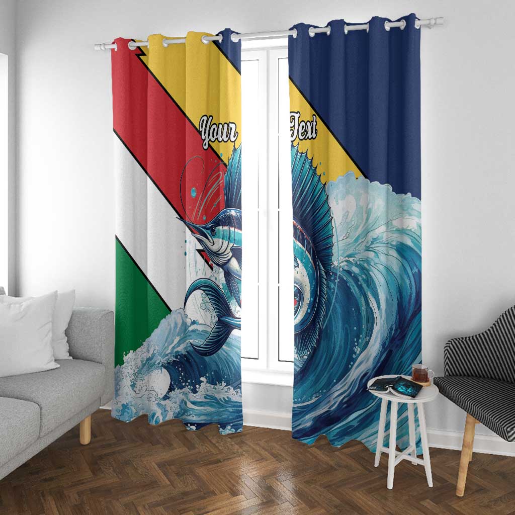 Personalised Afro Seychelles Window Curtain Sailfish With Coat Of Arms