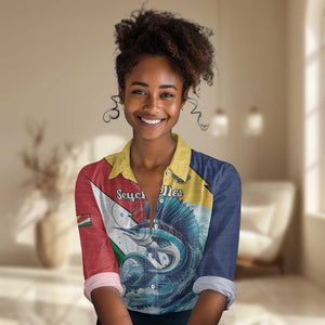Personalised Afro Seychelles Women Casual Shirt Sailfish With Coat Of Arms LT15