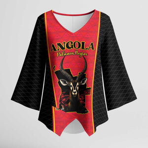 Custom Angola Football Kimono Sleeve Blouse Come On Palancas Negras - African Pride