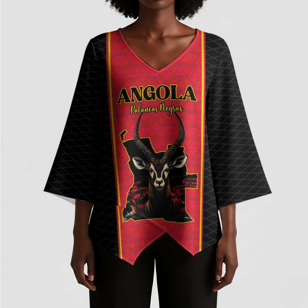 Custom Angola Football Kimono Sleeve Blouse Come On Palancas Negras - African Pride