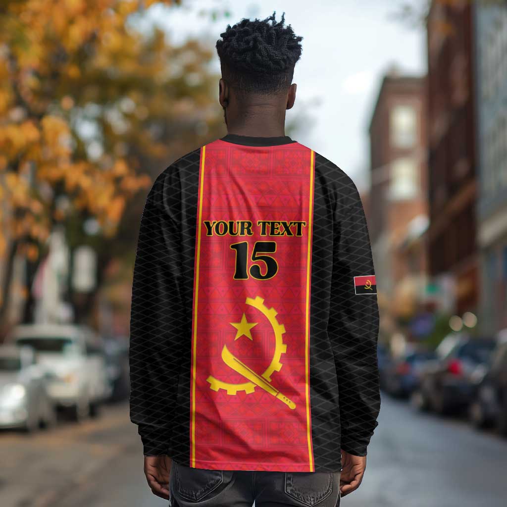 Custom Angola Football Long Sleeve Shirt Come On Palancas Negras - African Pride