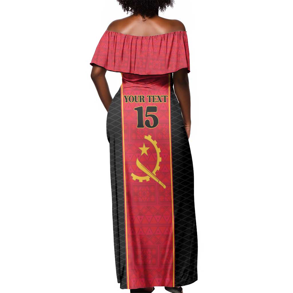Custom Angola Football Off Shoulder Maxi Dress Come On Palancas Negras - African Pride
