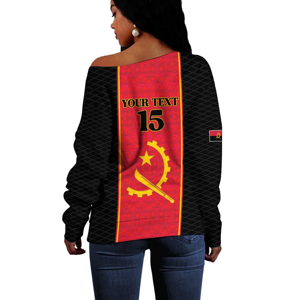 Custom Angola Football Off Shoulder Sweater Come On Palancas Negras - African Pride