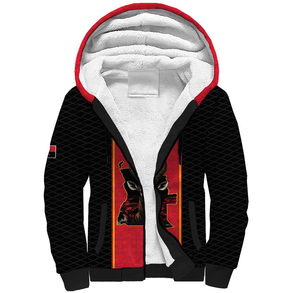 Custom Angola Football Sherpa Hoodie Come On Palancas Negras - African Pride