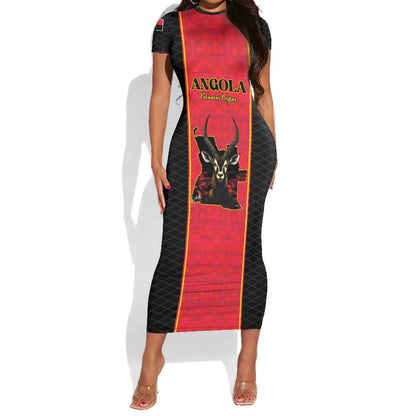 Custom Angola Football Short Sleeve Bodycon Dress Come On Palancas Negras LT15