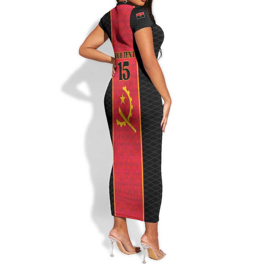 Custom Angola Football Short Sleeve Bodycon Dress Come On Palancas Negras LT15