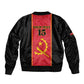 Custom Angola Football Sleeve Zip Bomber Jacket Come On Palancas Negras - African Pride