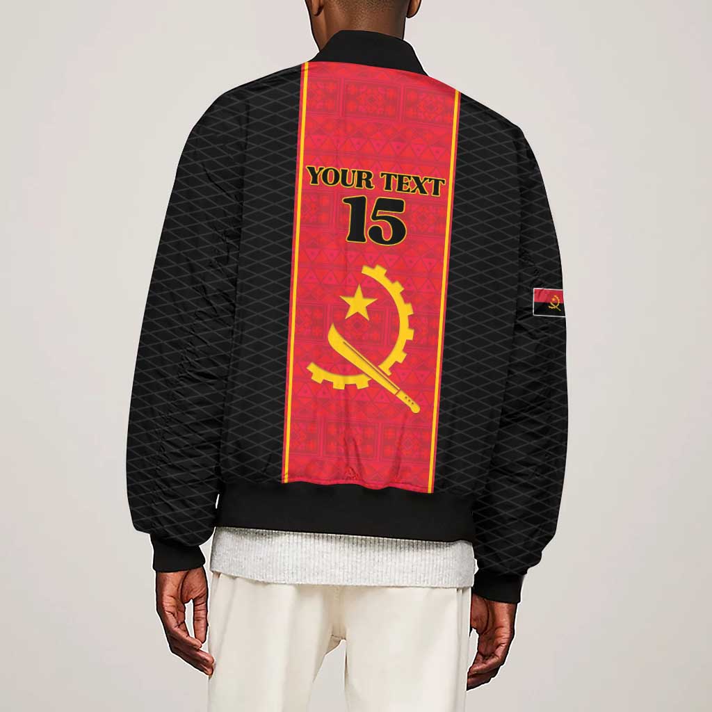 Custom Angola Football Sleeve Zip Bomber Jacket Come On Palancas Negras - African Pride