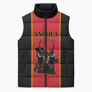 Custom Angola Football Sleeveless Puffer Jacket Come On Palancas Negras - African Pride
