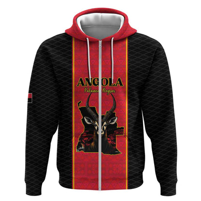 Custom Angola Football Zip Hoodie Come On Palancas Negras - African Pride
