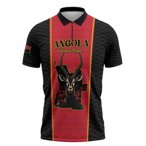 Custom Angola Football Zipper Polo Shirt Come On Palancas Negras - African Pride
