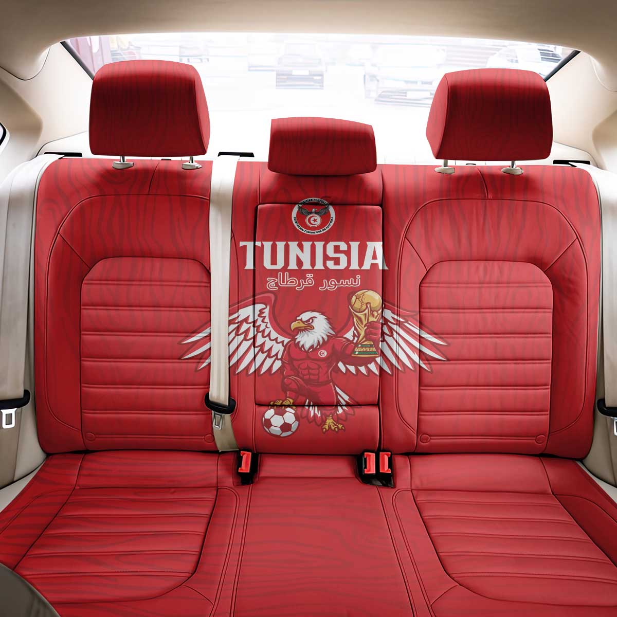Tunisia Football Back Car Seat Cover Eagles of Carthage Rise - African Pride