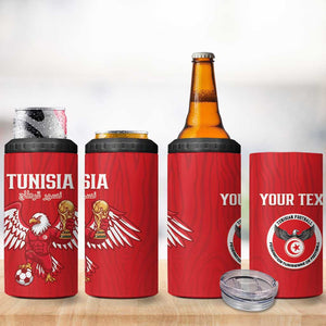 Custom Tunisia Football 4 in 1 Can Cooler Tumbler Eagles of Carthage Rise - African Pride