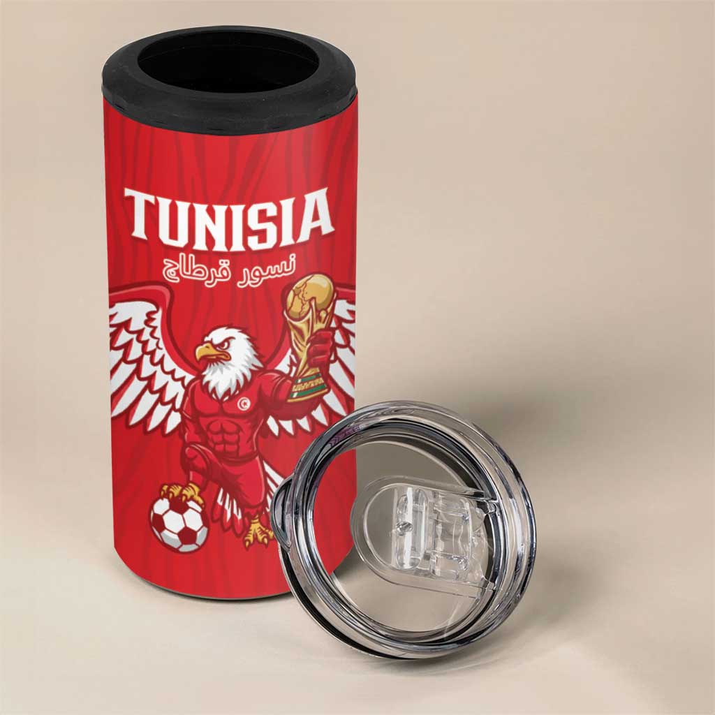 Custom Tunisia Football 4 in 1 Can Cooler Tumbler Eagles of Carthage Rise - African Pride