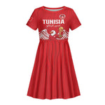 Custom Tunisia Football Kid Short Sleeve Dress Eagles of Carthage Rise LT15