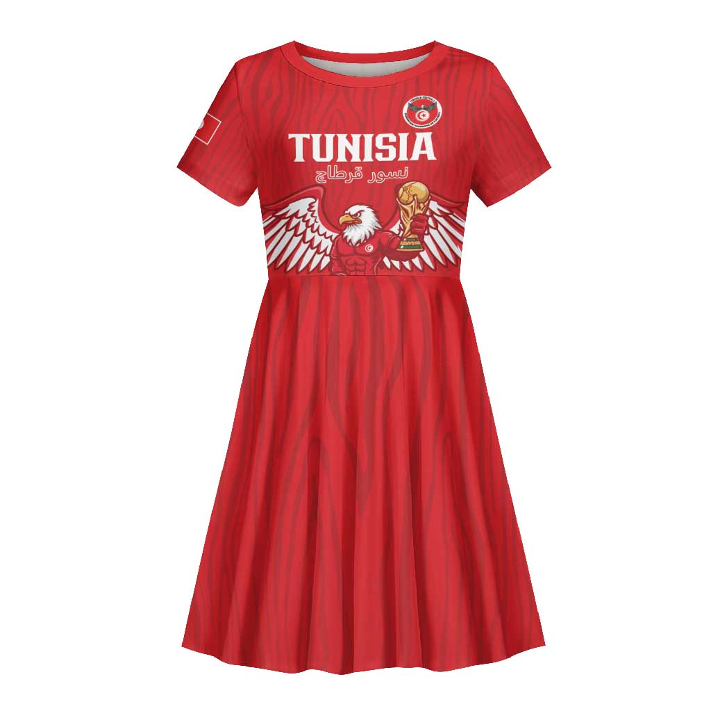 Custom Tunisia Football Kid Short Sleeve Dress Eagles of Carthage Rise LT15