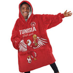 Custom Tunisia Football Kid Wearable Blanket Hoodie Eagles of Carthage Rise - African Pride