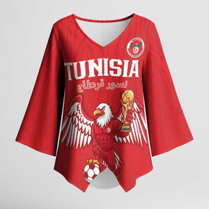 Custom Tunisia Football Kimono Sleeve Blouse Eagles of Carthage Rise - African Pride