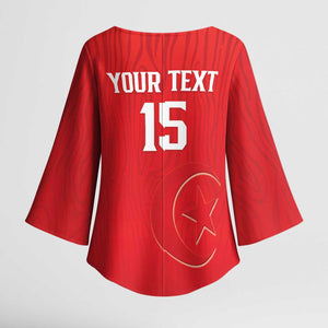 Custom Tunisia Football Kimono Sleeve Blouse Eagles of Carthage Rise - African Pride