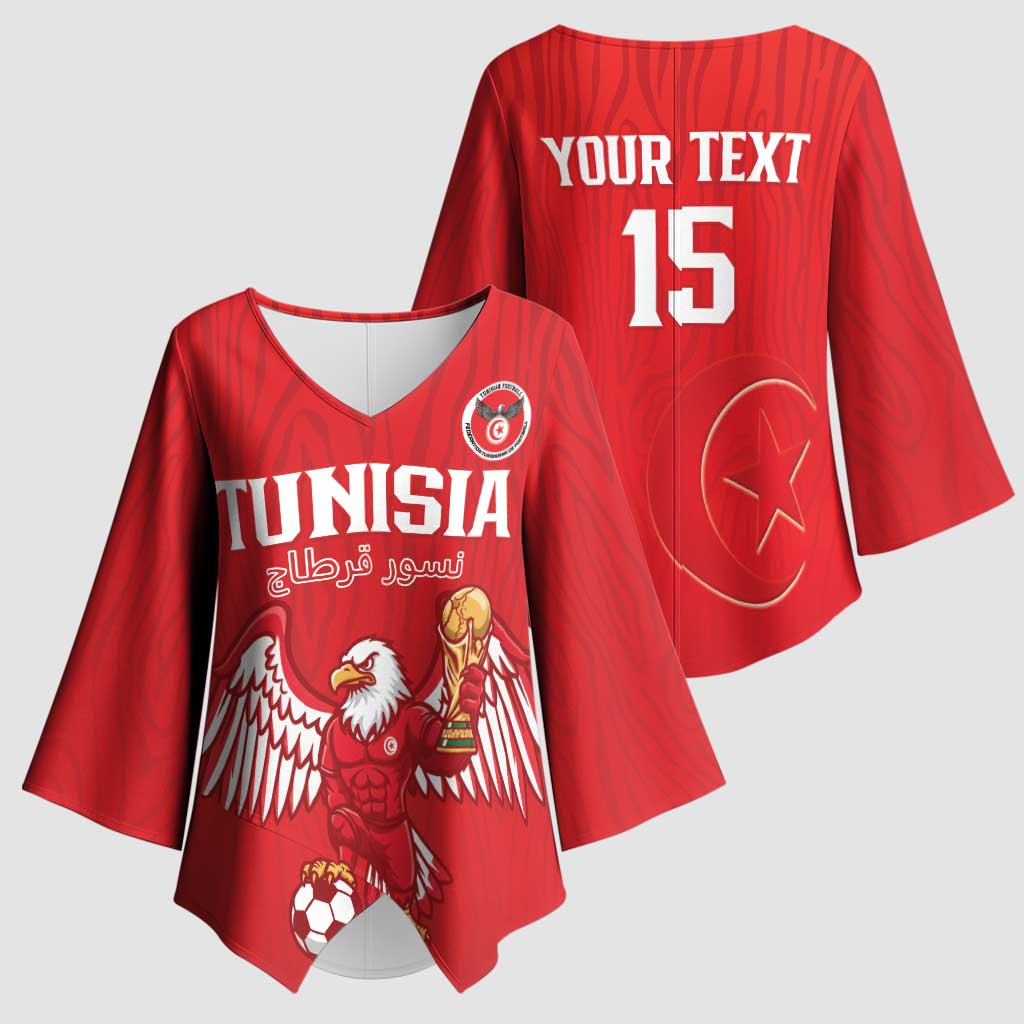 Custom Tunisia Football Kimono Sleeve Blouse Eagles of Carthage Rise - African Pride
