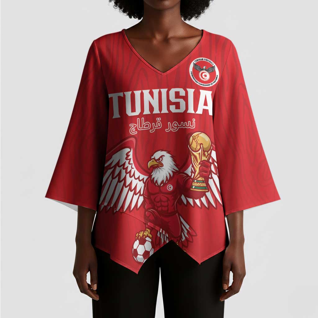 Custom Tunisia Football Kimono Sleeve Blouse Eagles of Carthage Rise - African Pride