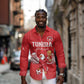 Custom Tunisia Football Long Sleeve Button Shirt Eagles of Carthage Rise - African Pride