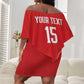 Custom Tunisia Football Off Shoulder Short Dress Eagles of Carthage Rise - African Pride