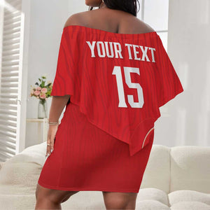 Custom Tunisia Football Off Shoulder Short Dress Eagles of Carthage Rise - African Pride