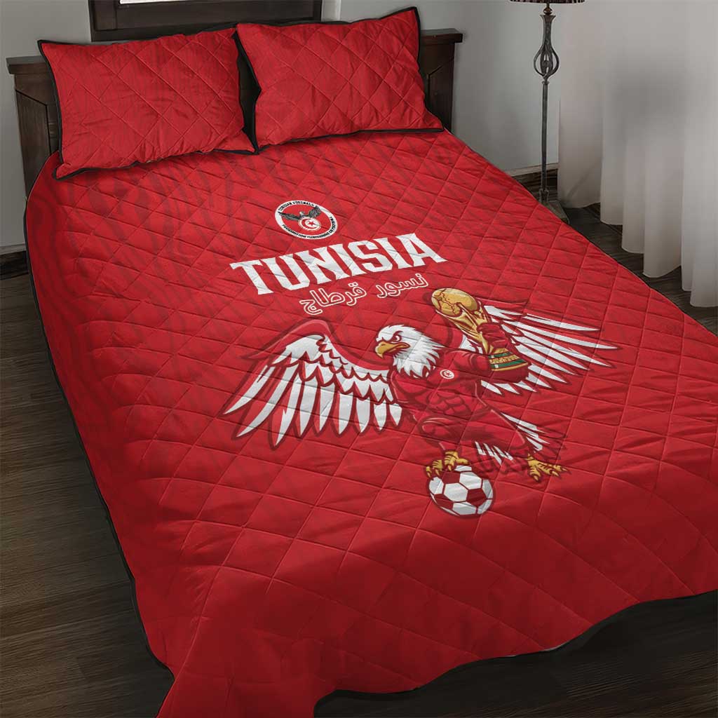 Tunisia Football Quilt Bed Set Eagles of Carthage Rise - African Pride