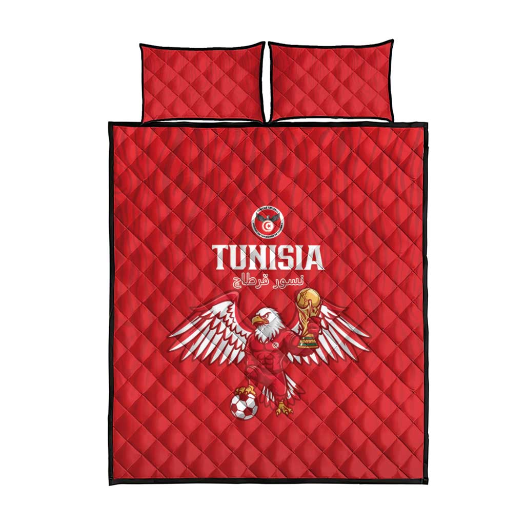 Tunisia Football Quilt Bed Set Eagles of Carthage Rise - African Pride