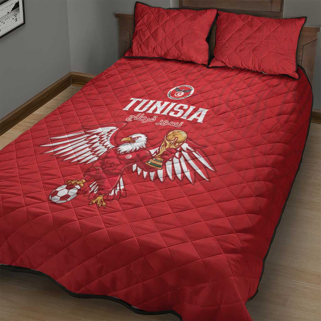 Tunisia Football Quilt Bed Set Eagles of Carthage Rise - African Pride