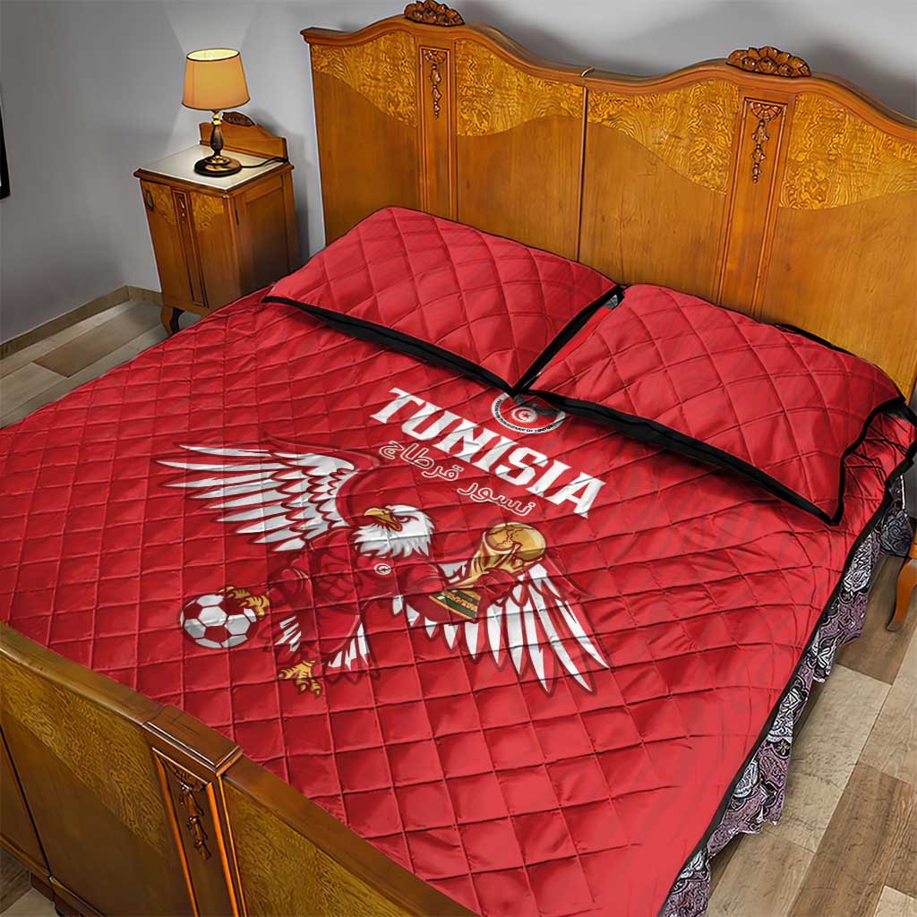 Tunisia Football Quilt Bed Set Eagles of Carthage Rise - African Pride