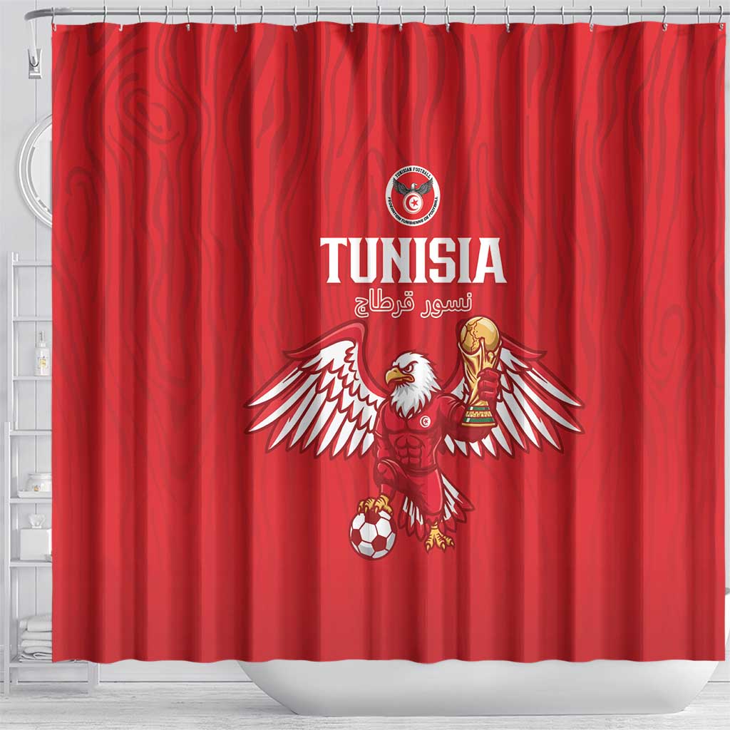 Tunisia Football Shower Curtain Eagles of Carthage Rise - African Pride
