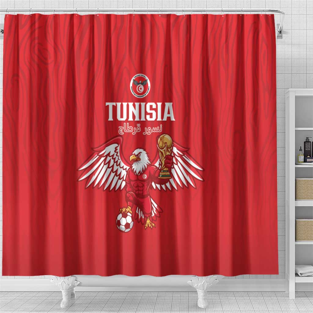 Tunisia Football Shower Curtain Eagles of Carthage Rise - African Pride