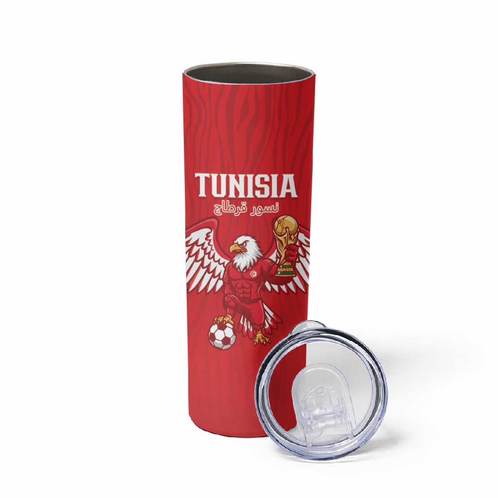 Custom Tunisia Football Skinny Tumbler Eagles of Carthage Rise - African Pride