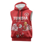 Custom Tunisia Football Sleeveless Hoodie Eagles of Carthage Rise - African Pride