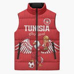 Custom Tunisia Football Sleeveless Puffer Jacket Eagles of Carthage Rise - African Pride