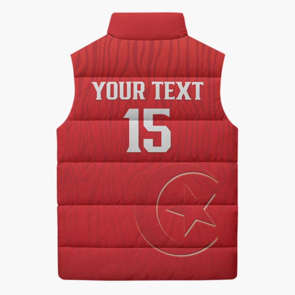 Custom Tunisia Football Sleeveless Puffer Jacket Eagles of Carthage Rise - African Pride