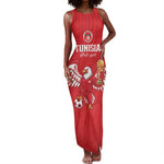 Custom Tunisia Football Tank Maxi Dress Eagles of Carthage Rise - African Pride