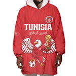 Custom Tunisia Football Wearable Blanket Hoodie Eagles of Carthage Rise - African Pride