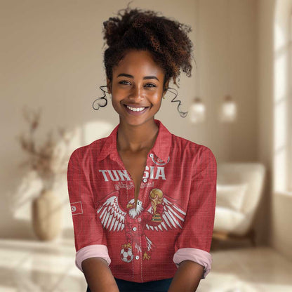 Custom Tunisia Football Women Casual Shirt Eagles of Carthage Rise - African Pride