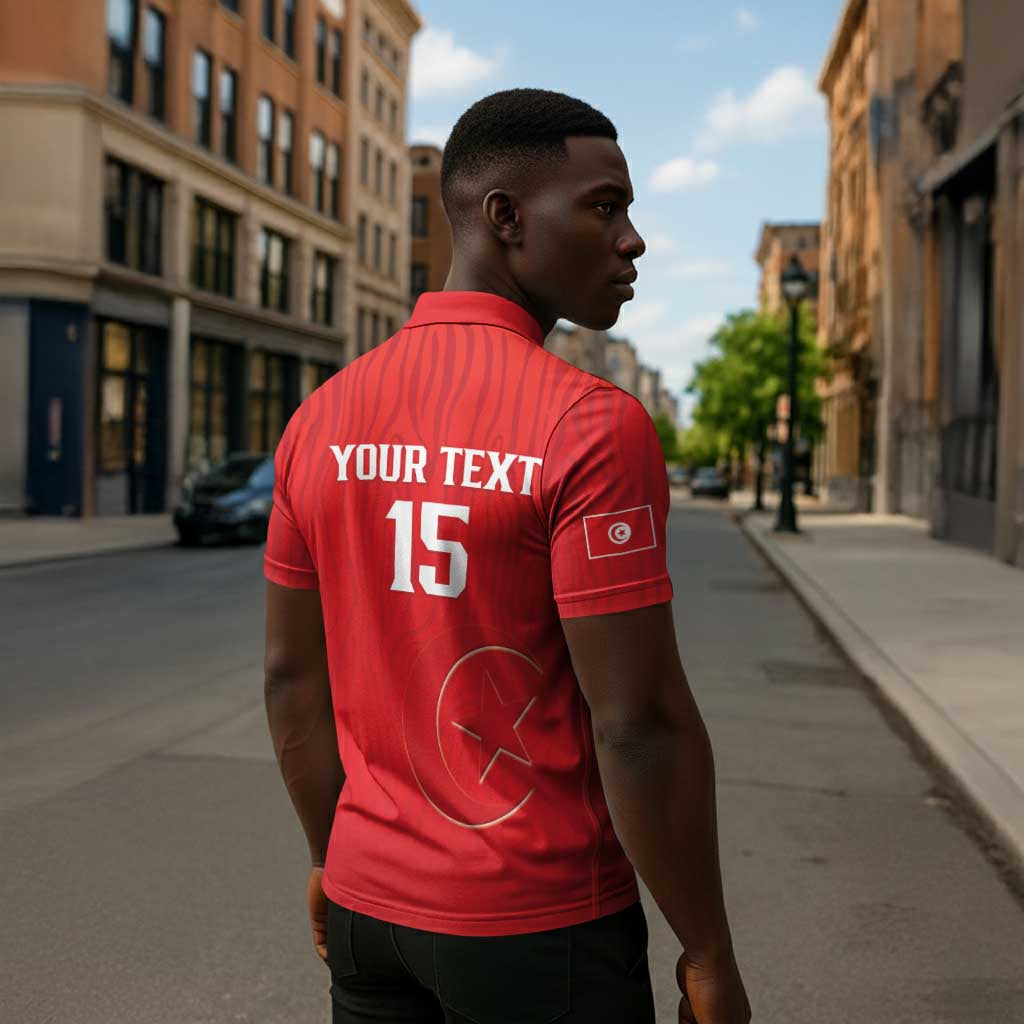 Custom Tunisia Football Zipper Polo Shirt Eagles of Carthage Rise - African Pride