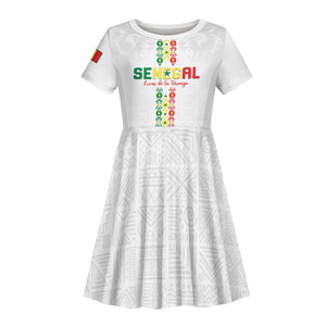 Custom Senegal Football Kid Short Sleeve Dress Go Champions Lions de la Teranga LT15