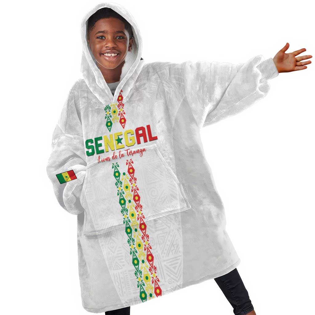 Custom Senegal Football Kid Wearable Blanket Hoodie Go Champions Lions de la Teranga - African Pride
