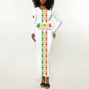 Custom Senegal Football Long Sleeve Bodycon Dress Go Champions Lions de la Teranga - African Pride